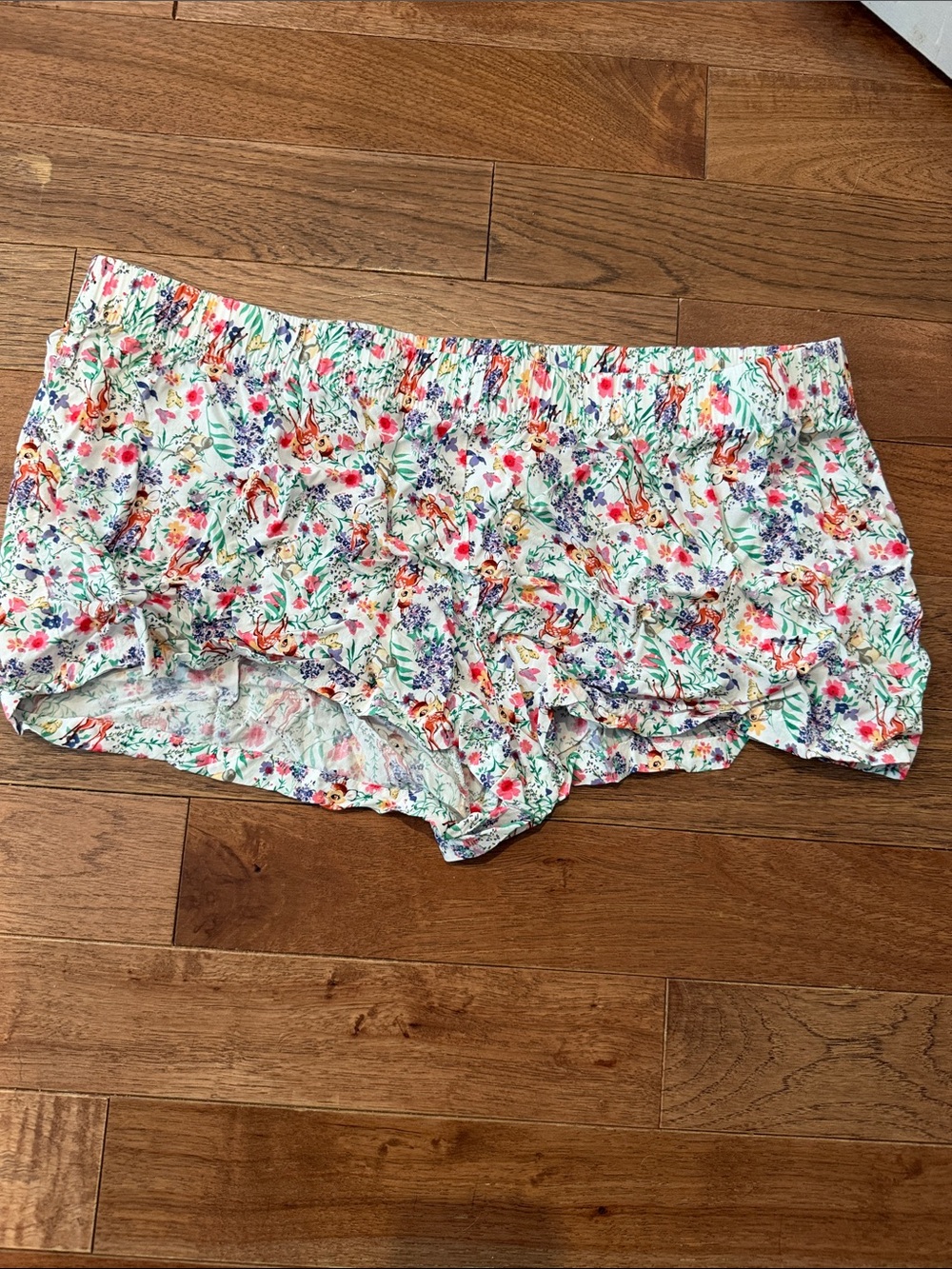 Primark Disney Bambi White Floral Ruffle Sleep Shorts with Multicolor Print